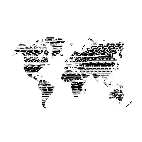 Lastik parça dünya haritası fırçalanmış — Stok Vektör
