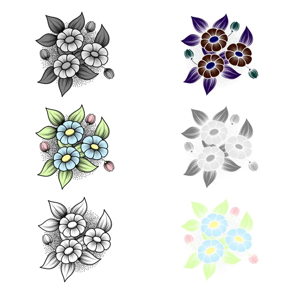 Different three daisy patterns — Stock Vector