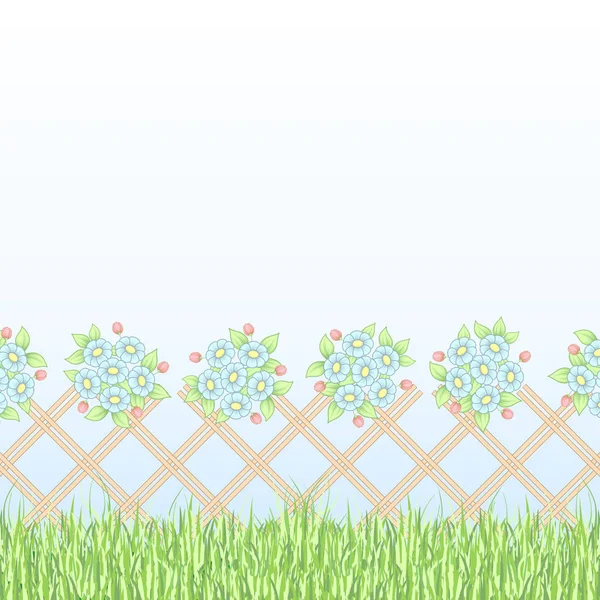 Treillis brun avec fleurs — Image vectorielle