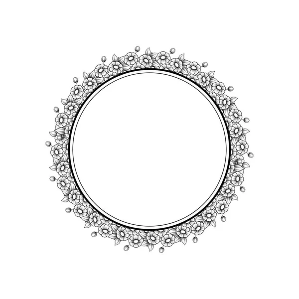 Circle daisy black frame — Stock Vector