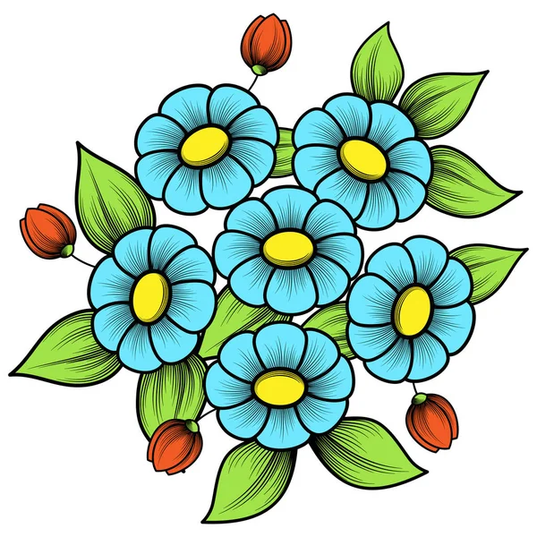 Conjunto de flores de color — Vector de stock