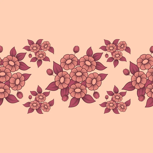 シームレスなサンゴの花ブラシ — ストックベクタ