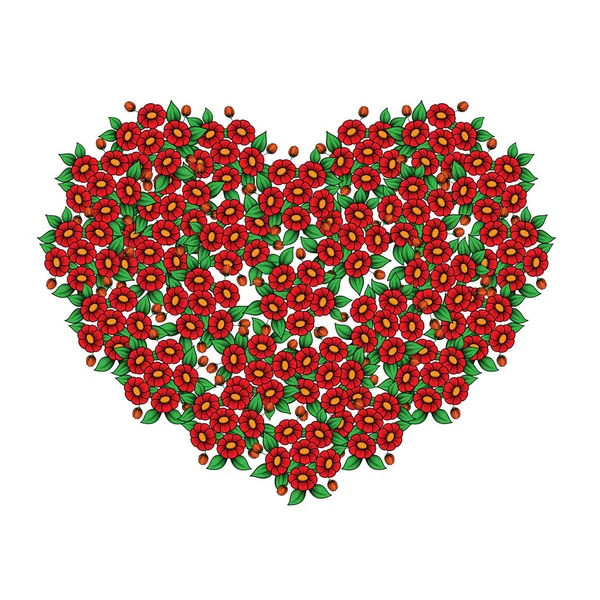 Flores corazón marco completo — Vector de stock