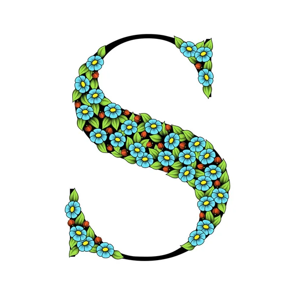 Daisy floral letter S — Stock Vector