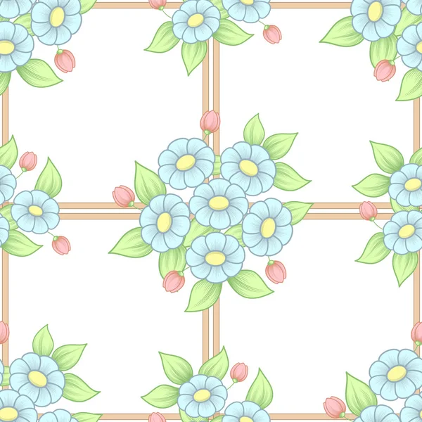 Fondo de celosía de flores pastel sin costuras — Vector de stock