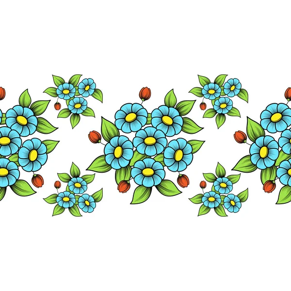 Color inconsútil flores cepillo — Vector de stock