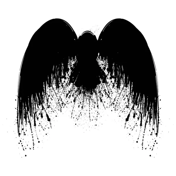 Чёрные гранжевые крылья три — стоковый вектор