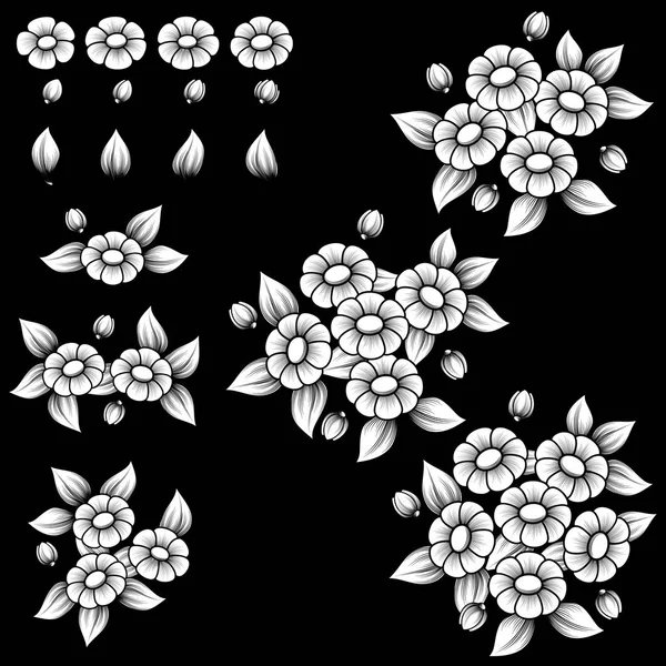 Marguerite éléments blancs — Image vectorielle
