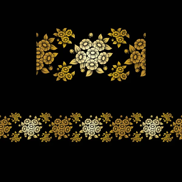 Naadloze Gouden bloem element — Stockvector