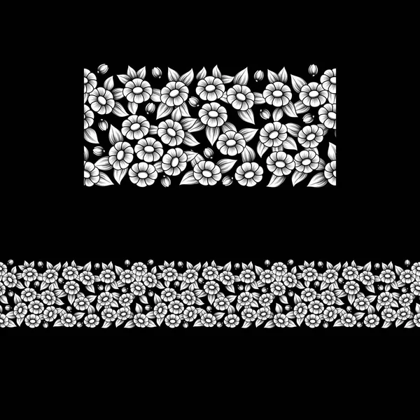 Éléments floraux blancs sans couture — Image vectorielle