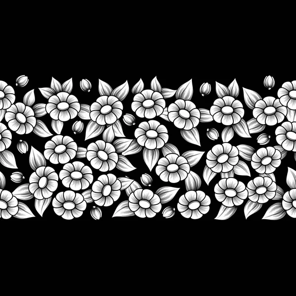 Nahtloser weißer voller floraler Pinsel — Stockvektor