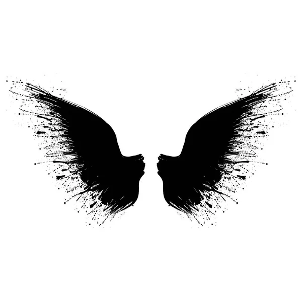 Black grunge wings one — Stock Vector