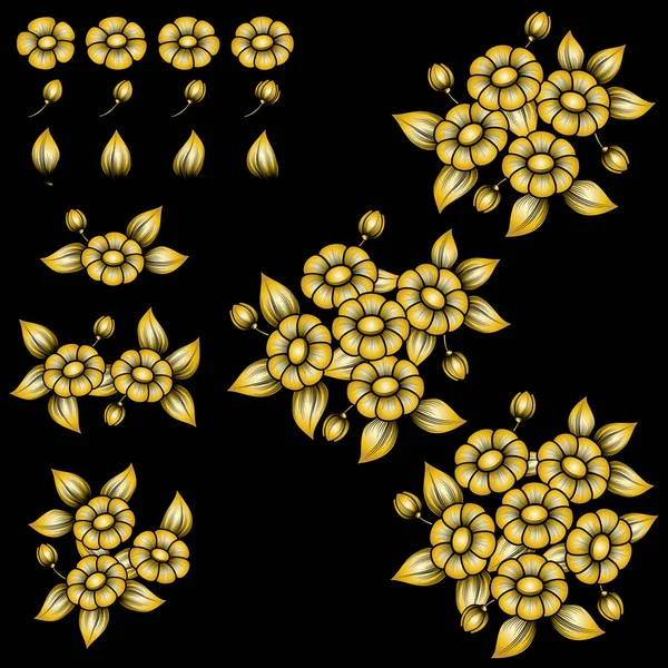 Daisy elementos de oro — Vector de stock