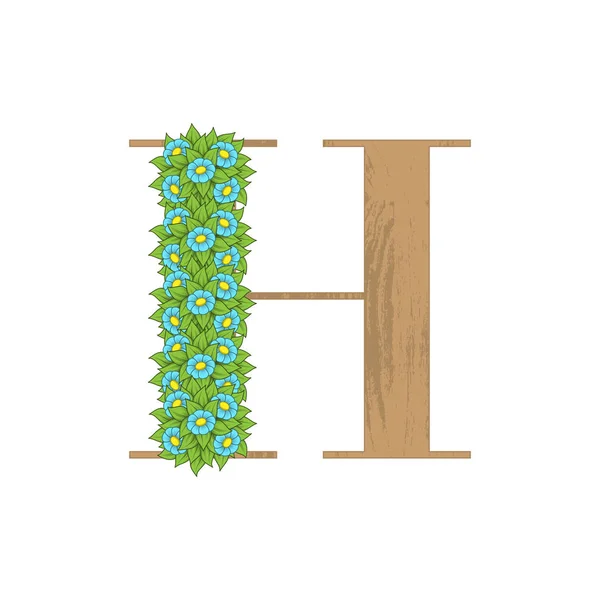 木製の葉の手紙 H — ストックベクタ