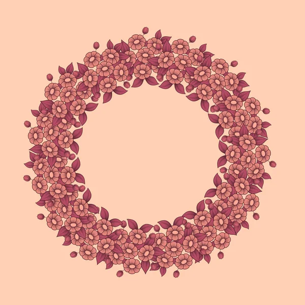 Circle coral daisy frame — Stock Vector