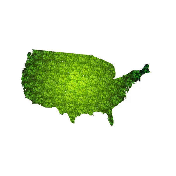 ABD harita yaprakları ile — Stok Vektör
