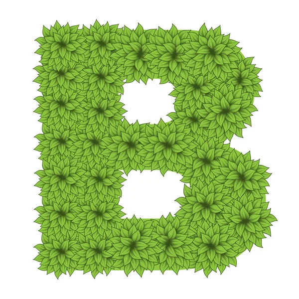 Grüne Blätter Buchstabe b — Stockvektor