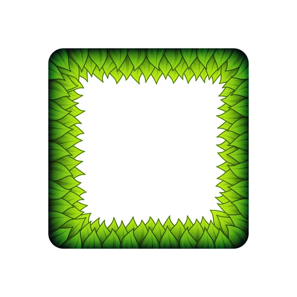 Verde interior hojas marco cuadrado — Archivo Imágenes Vectoriales