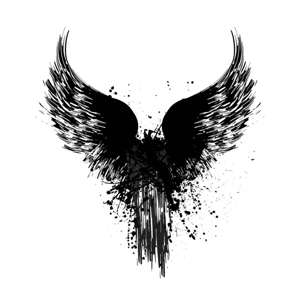 Grunge vleugels silhouet — Stockvector