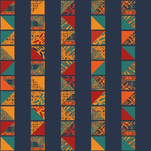 Boho motif carrés sans couture — Image vectorielle