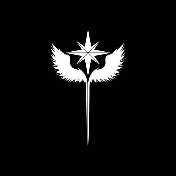 Wings windrose white symbol — 스톡 벡터