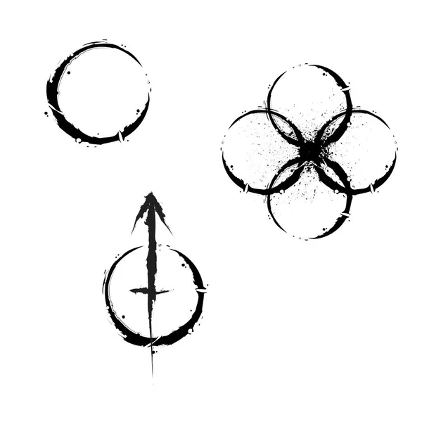 Symboles de cercle grunge — Image vectorielle