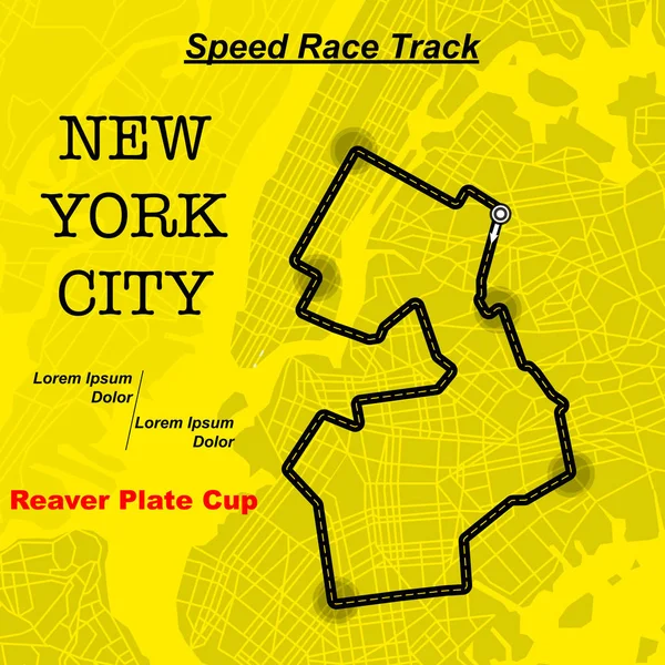 Yellow NY map race track — Stock Vector