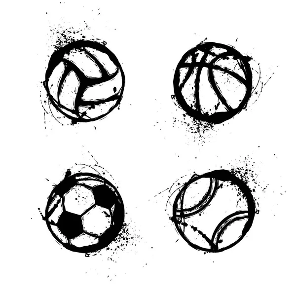 Набор гранж-мячей — стоковый вектор