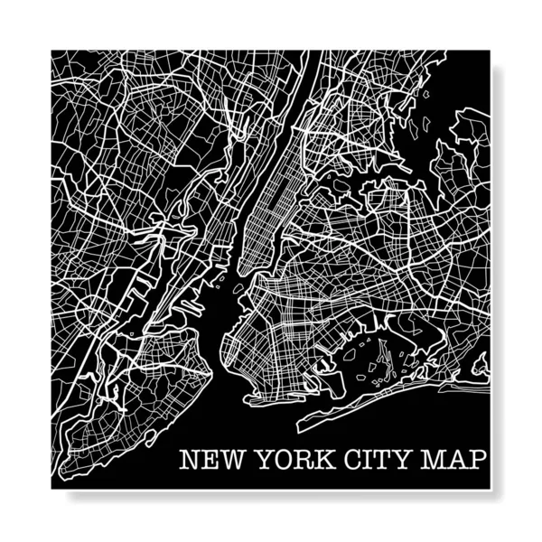 뉴욕 시 블랙 맵 — 스톡 벡터