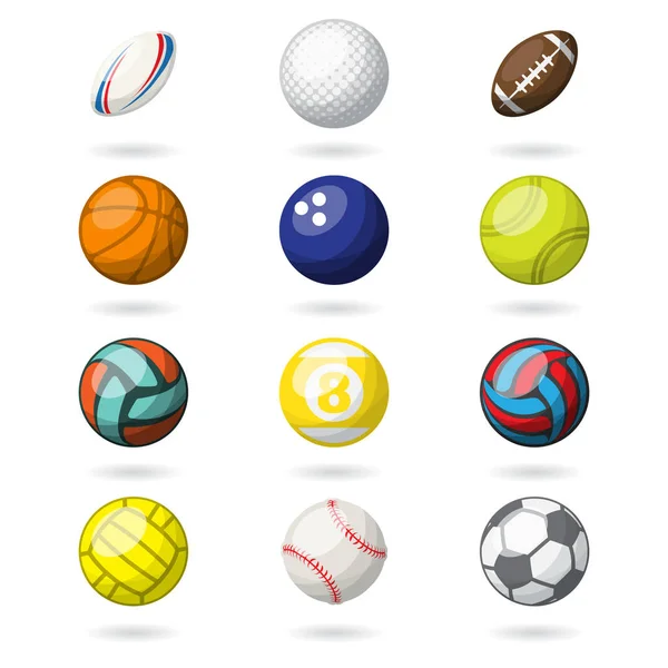 彩色运动球设置背景 — 图库矢量图片