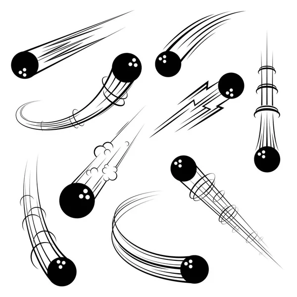 Bolos bolas trayectoria de movimiento conjunto — Archivo Imágenes Vectoriales