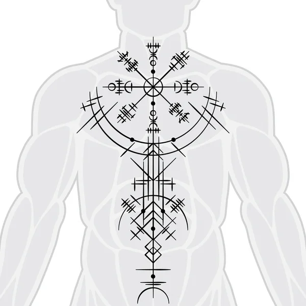 Emberi test Viking szimbólum háttere — Stock Vector