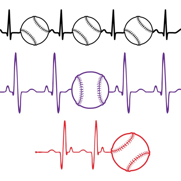 Pulsní baseballové sady různých barev — Stockový vektor
