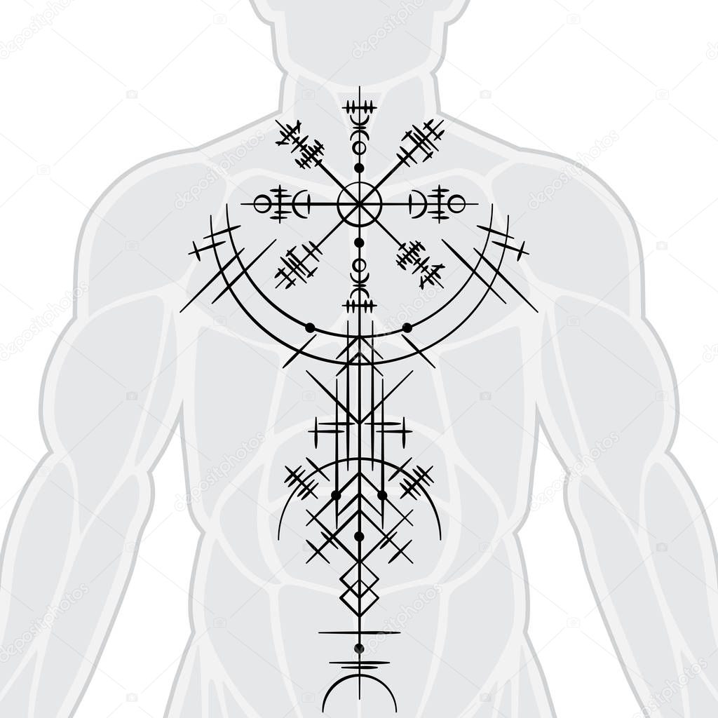 Human body viking symbol background