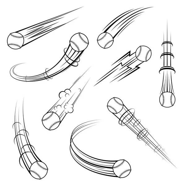 Béisbol símbolos movimiento conjunto fondo — Archivo Imágenes Vectoriales