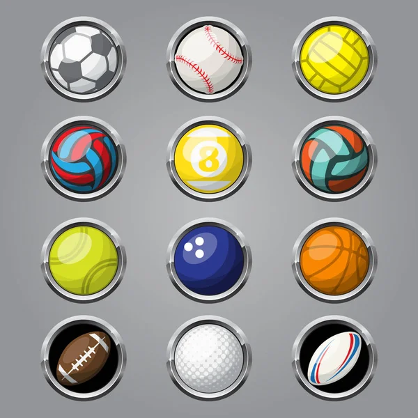 Kleur sport ballen knoppen achtergrond — Stockvector