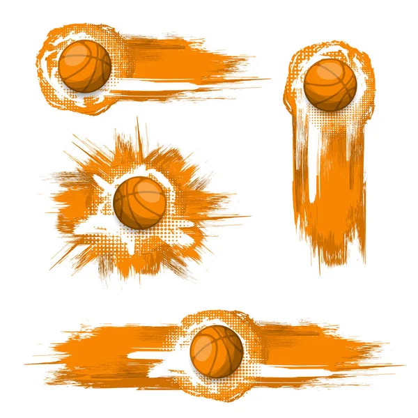 Orange grunge Basketball set bakgrund — Stock vektor