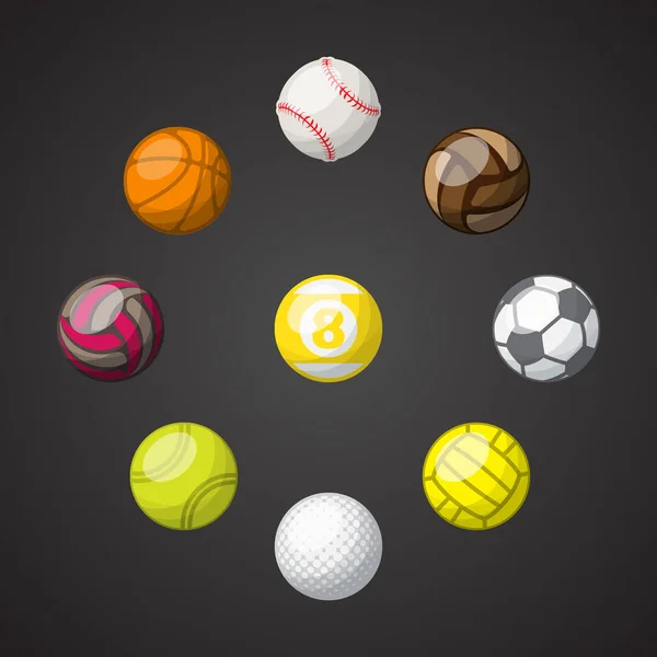 Color deporte bolas conjunto fondo — Vector de stock