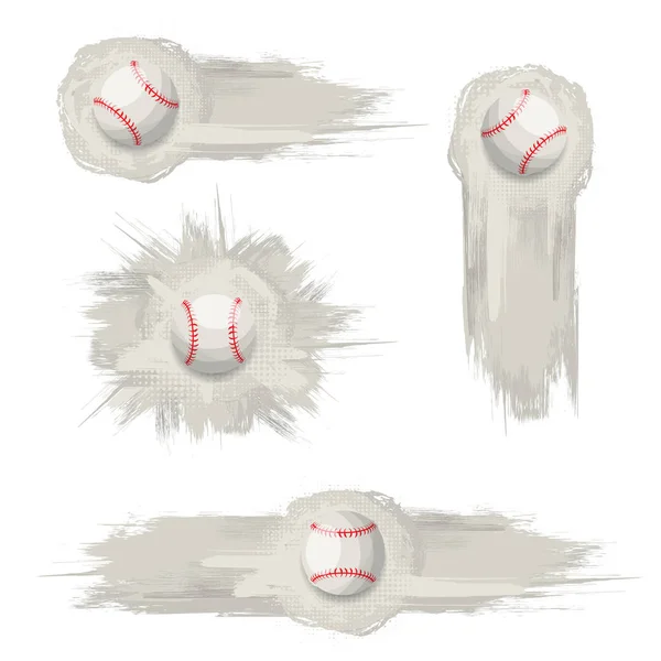 灰色格子棒球横幅设置 — 图库矢量图片