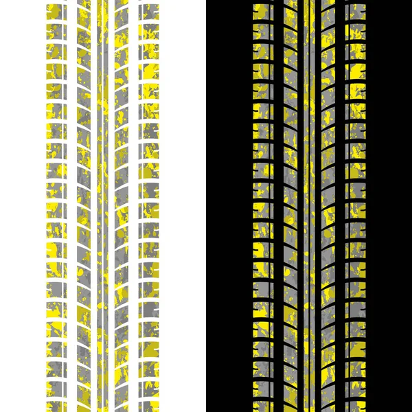 Grunge gula däck spår set — Stock vektor