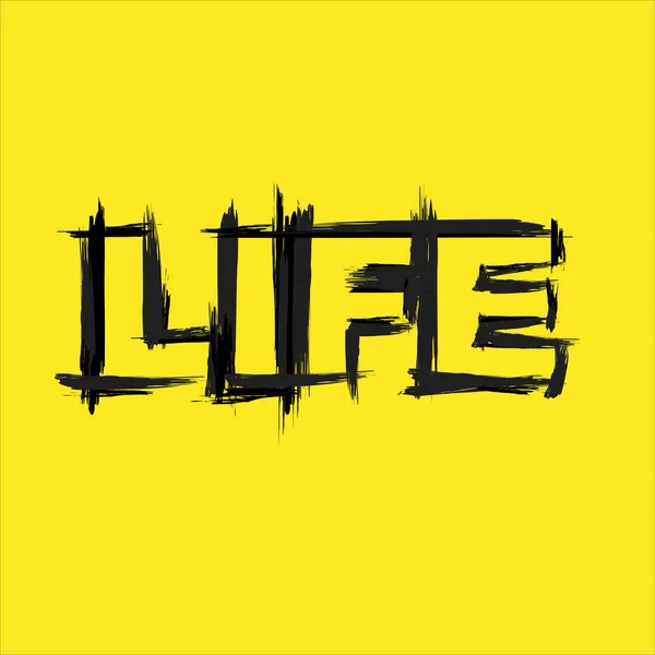 Life text grunge yellow background — Stock Vector
