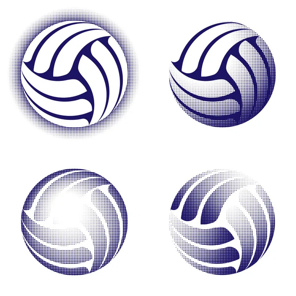 Abstrakt volleyboll halvton symboler set — Stock vektor