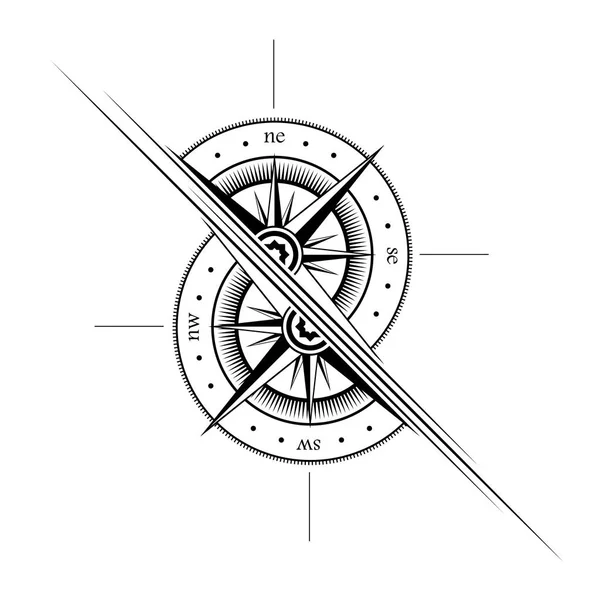Windrose dos mitades símbolo de contorno — Archivo Imágenes Vectoriales