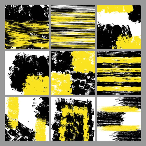 Zwarte en gele grunge set — Stockvector