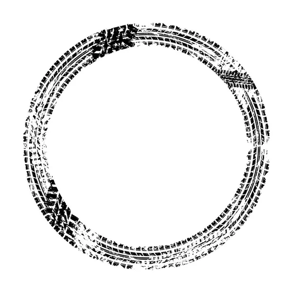 타이어 트랙 그런지 서클 프레임 — 스톡 벡터