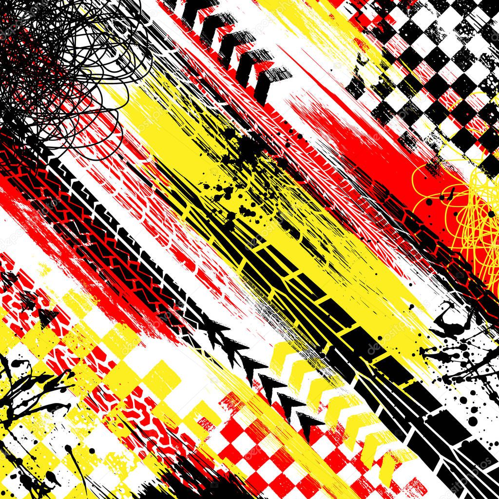 Grunge red and yellow tire background