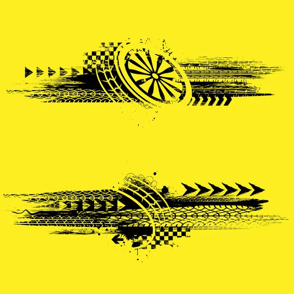 格伦格黄色轮胎轨道横幅 — 图库矢量图片