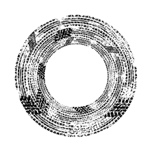 Reifen Spur Grunge Kreise Rahmen — Stockvektor