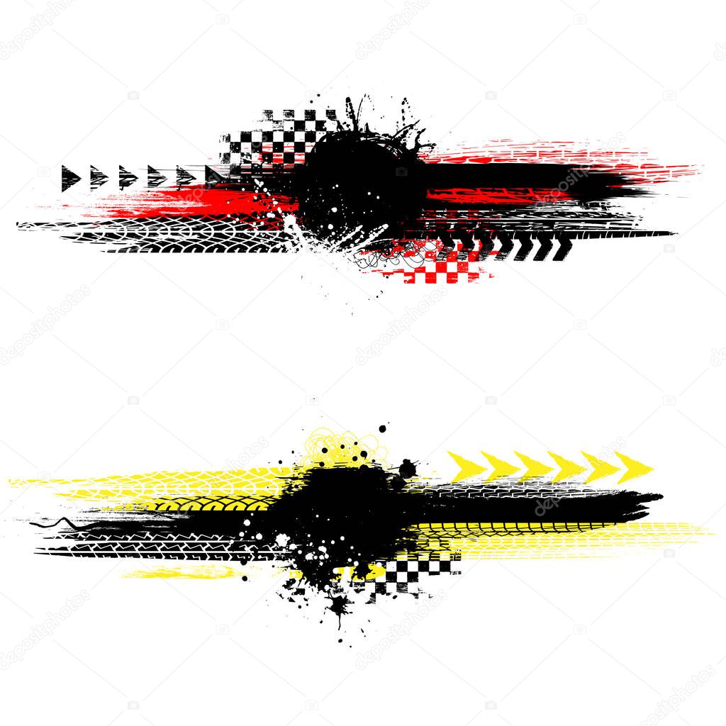 Grunge color tire track banners