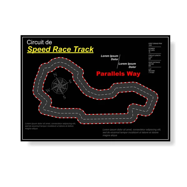 Carte de piste de course fond noir — Image vectorielle